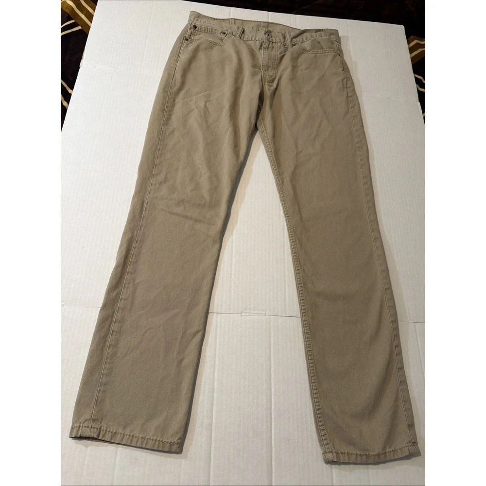 Levis 511 Slim Fit Khaki Tan Pants Mens 36x34 Chino Trousers Stretch Cotton